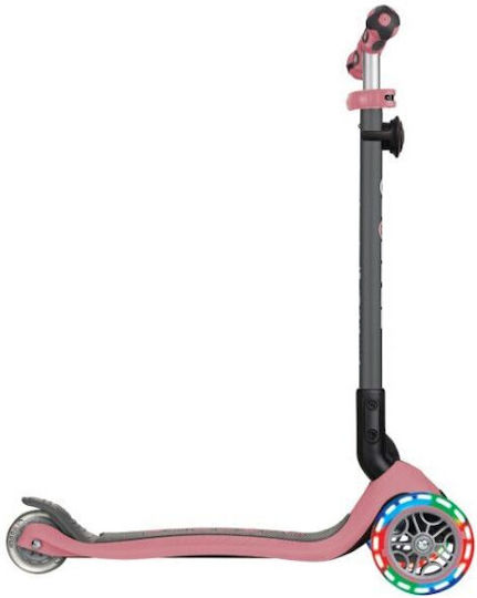 Globber Kids Scooter Go-Up Deluxe Lights 3-Wheel with Seat for 3+ Years Pastel Deep Pink