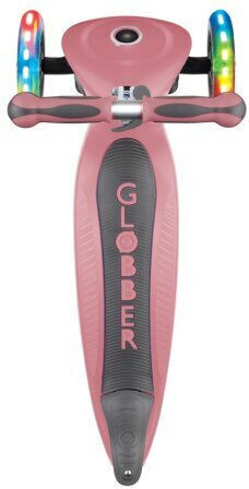 Globber Kids Scooter Go-Up Deluxe Lights 3-Wheel with Seat for 3+ Years Pastel Deep Pink