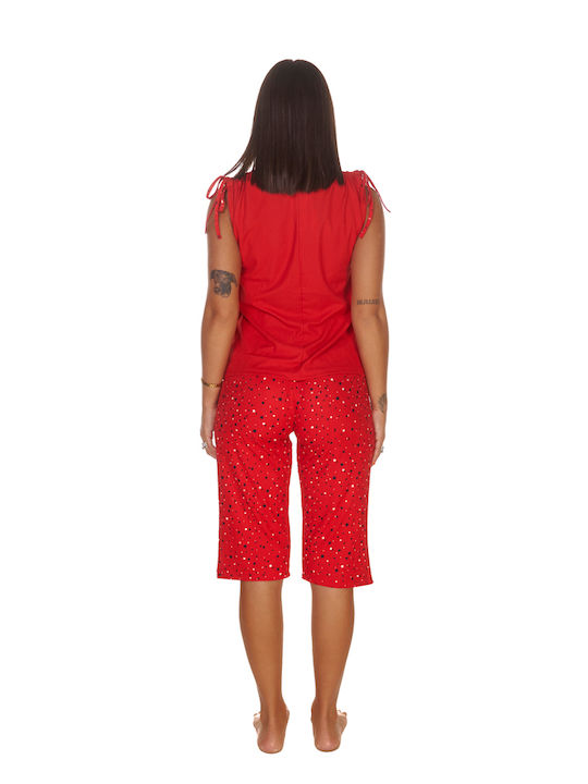 Comfort Sommer Damen Pyjama-Set Rot