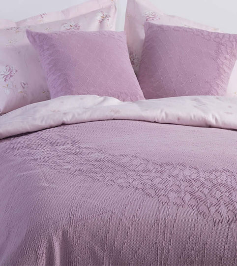 Nef-Nef Homeware Διακοσμητική Μαξιλαροθήκη Vendetta από 100% Βαμβάκι Mauve 50x50εκ.