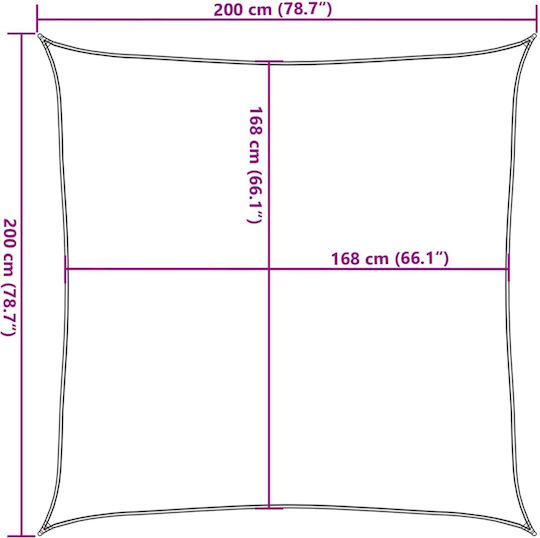 vidaXL Square Shade Sail Beige with PU Coating 2x2m