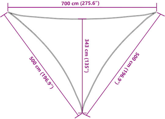 vidaXL Triangle Shade Sail White with PU Coating 5x7m