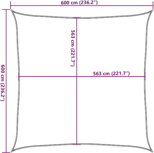 vidaXL Square Shade Sail Gray with PU Coating 6x6m