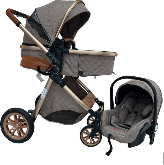 ForAll Monaco Adjustable 3 in 1 Baby Stroller Suitable for Newborn Khaki-Beige