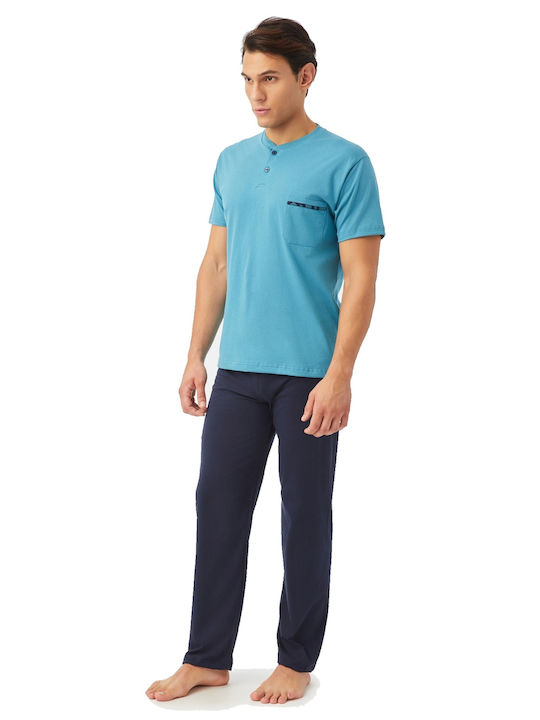 Minerva Men's Summer Pajamas Set Petrol Aqua