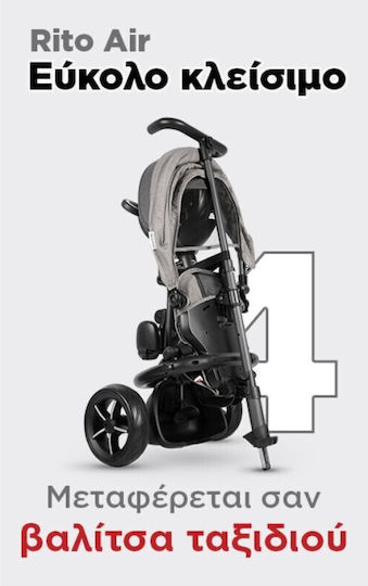 Q Play Kids Tricycle Bicycle Rito Eva Star Foldable, Convertible with Parental Handle & Tent for 10+ Months Black