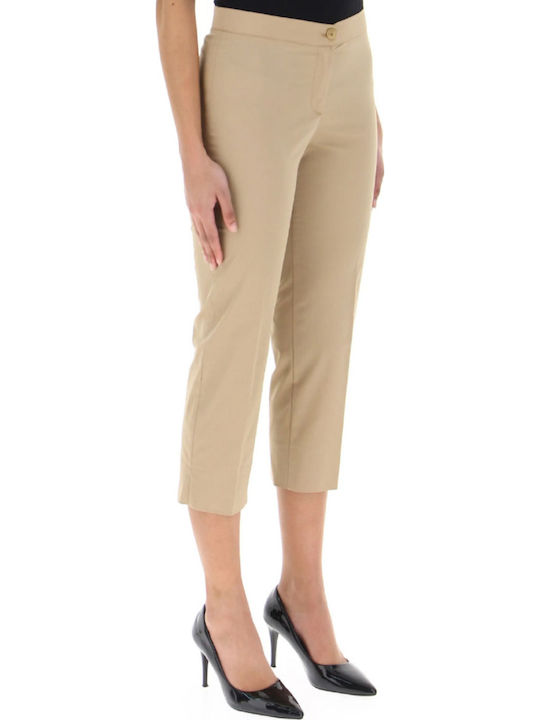 Women's Fabric Capri Trousers Beige