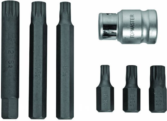Topmaster Magnetische Nüsse Mehrzahn mit Vierkant-Antrieb 1/2" Set 6Stück