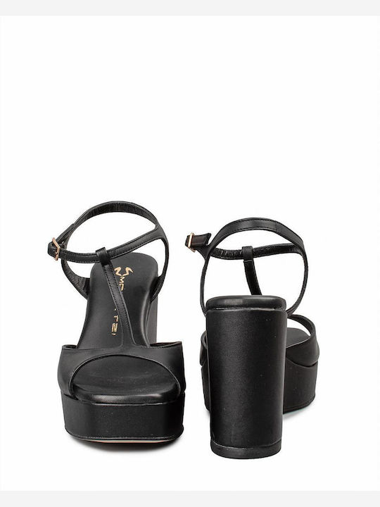 Mourtzi Women's Leather Platform Shoes Black