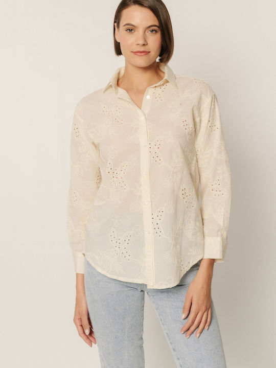 Edward Jeans Women's Long Sleeve Shirt Beige