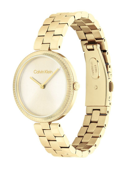 Calvin Klein Gleam Collection Γυναικείο Ρολόι 32mm Μπαταρίας με Χρυσό Μεταλλικό Μπρασελέ