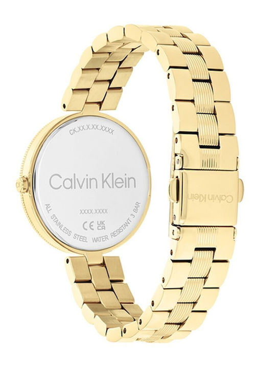 Calvin Klein Gleam Collection Γυναικείο Ρολόι 32mm Μπαταρίας με Χρυσό Μεταλλικό Μπρασελέ