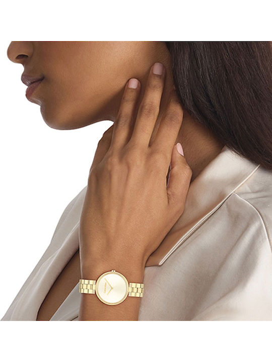 Calvin Klein Gleam Collection Γυναικείο Ρολόι 32mm Μπαταρίας με Χρυσό Μεταλλικό Μπρασελέ