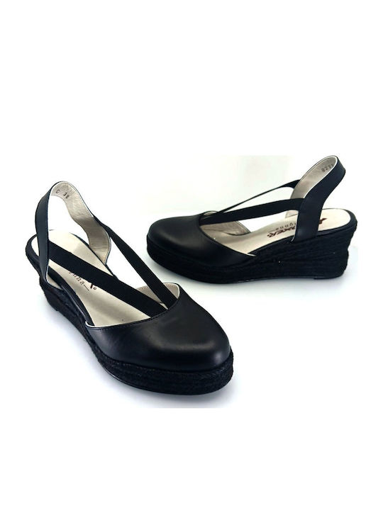 Anatomic Women's Leather Ankle Strap Platforms Black