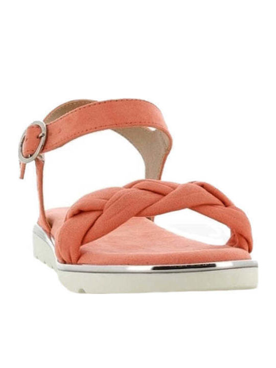 Women's Flat Sandals with Strap in Orange Color