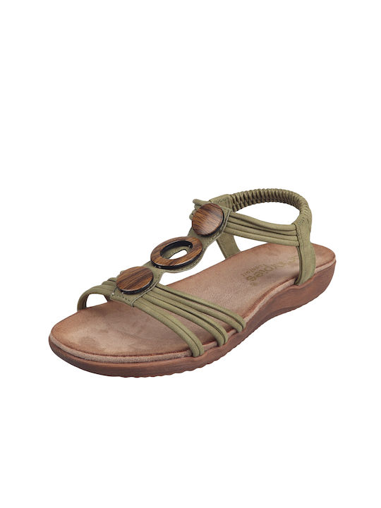 Amarpies Women's Flat Sandals in Khaki Color