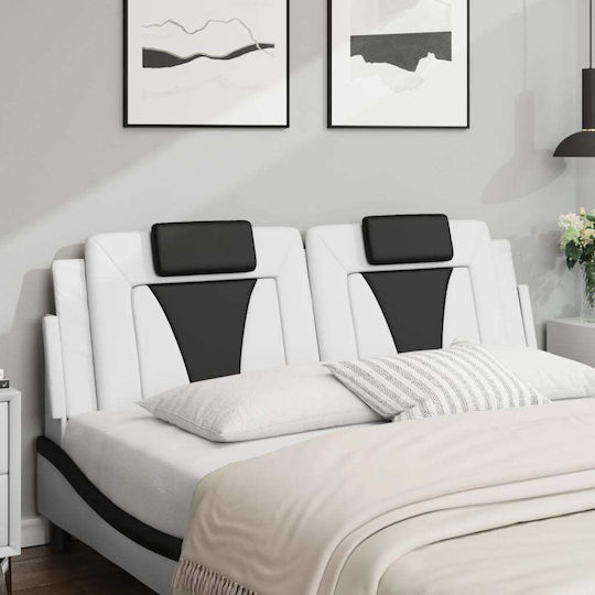 vidaXL LED Leatherette Headboard Cushion White and Black