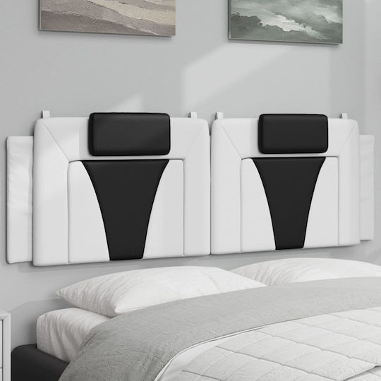 vidaXL LED Leatherette Headboard Cushion White and Black