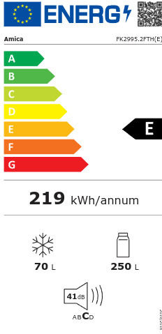 Amica Kühl-Gefrierkombination 250Es Total NoFrost H180xB54.5xT59cm. Inox FK2995.2FTH(E)