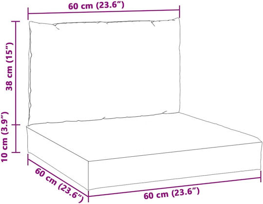 vidaXL Pallete Bench Cushion with Backrest Beige 2 Pieces 60x60cm