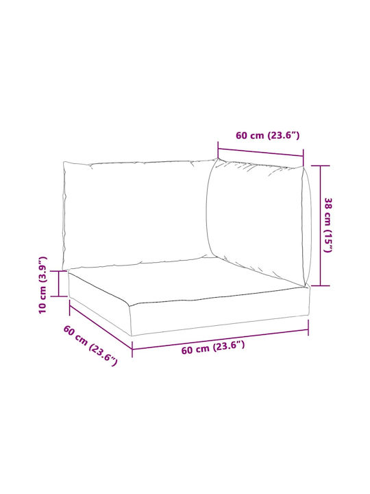 vidaXL Palace Cushion for Pallet Bench with Backrest Beige 3 Pieces 60x60cm