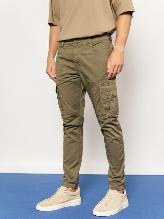 Edward Jeans Ανδρικό Παντελόνι Cargo σε Slim Εφαρμογή Army