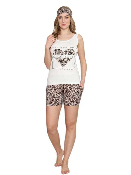 SNC Homewear Sommer Damen Pyjama-Set Baumwolle Leopard