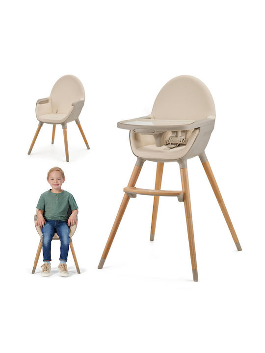Kinderkraft Fini 2 Baby Highchair 2 in 1 with Adjustable Height Beige
