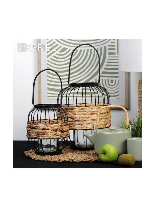 Espiel Tabletop Wicker Lantern Black 24x24x29cm