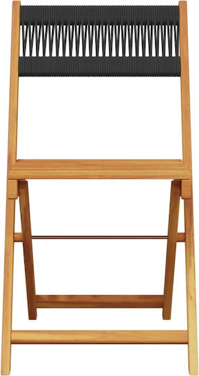 Outdoor Chair Wooden Black 2pcs 38x32.5x78cm
