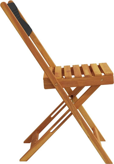 Outdoor Chair Wooden Black 2pcs 38x32.5x78cm
