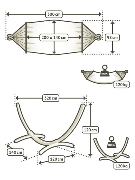 Showood Single Hammock with Stand Multicolour 300x140cm