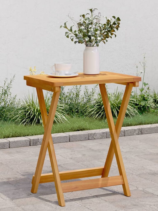 Auxiliary Outdoor Foldable Wood Table Natural 50x36x60cm