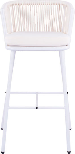 Metallic Garden Stool for Bar Outdoor Space with Cushion White 46x54x101cm