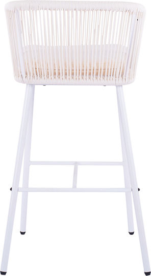 Metallic Garden Stool for Bar Outdoor Space with Cushion White 46x54x101cm