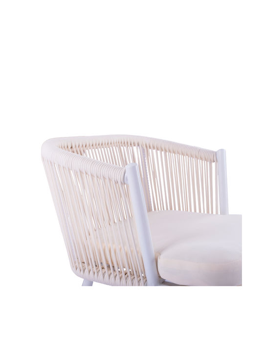 Metallischer Gartenhocker mit Kissen Weiß 46x54x101cm
