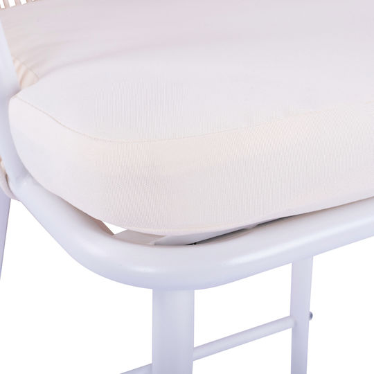 Metallic Garden Stool for Bar Outdoor Space with Cushion White 46x54x101cm