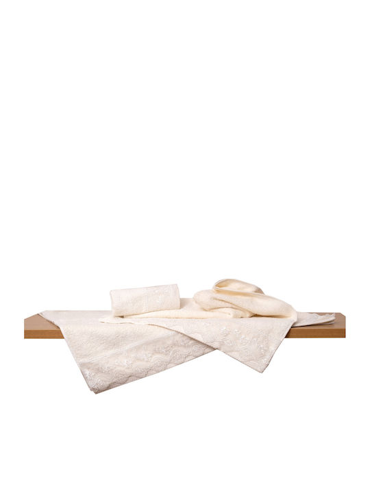 Viopros Νο 6 Set Handtücher für Bräute 5Stück mit Spitze Ecru x