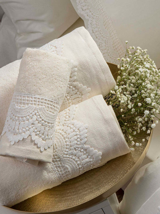 Borea Arabesk Set Bridal Sheets Double Bed With 2 Pillowcases With Lace 240x280 cm