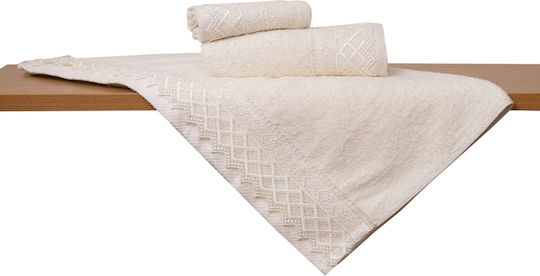 Viopros No 3 Bridal Towel with Lace Ecru 50x100cm