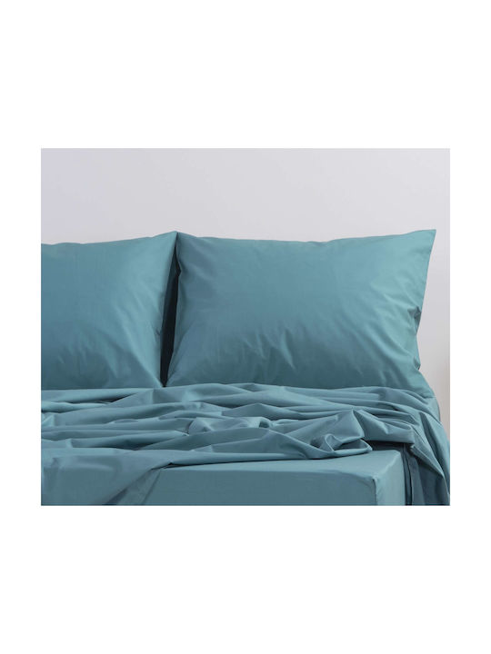 Nef-Nef Homeware Basic Σετ Μαξιλαροθήκες με Φάσα Dusty Petrol 52x72εκ.