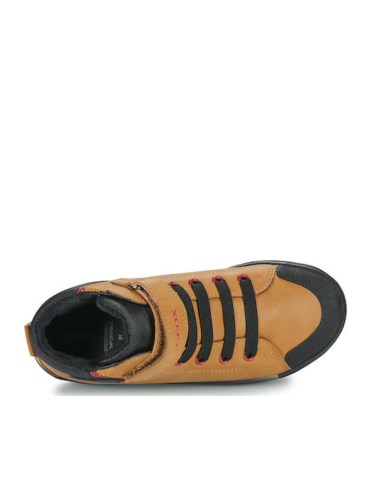 J Gisli Παιδικά Sneakers High Ανατομικά με Σκρατς Καφέ