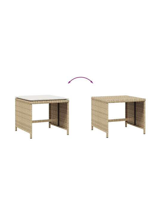 Băncuțe De Grădină Cub Pentru Exterior Rattan Cu Pernă Bej 4 Buc 40x40x35cm