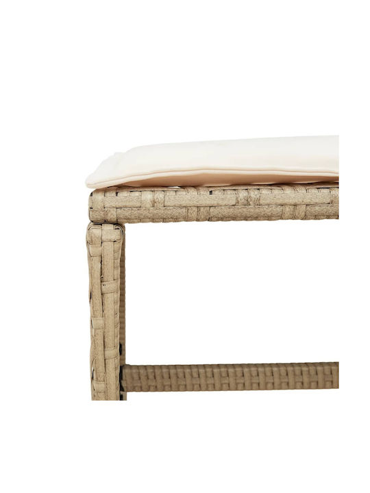 Băncuțe De Grădină Cub Pentru Exterior Rattan Cu Pernă Bej 4 Buc 40x40x35cm