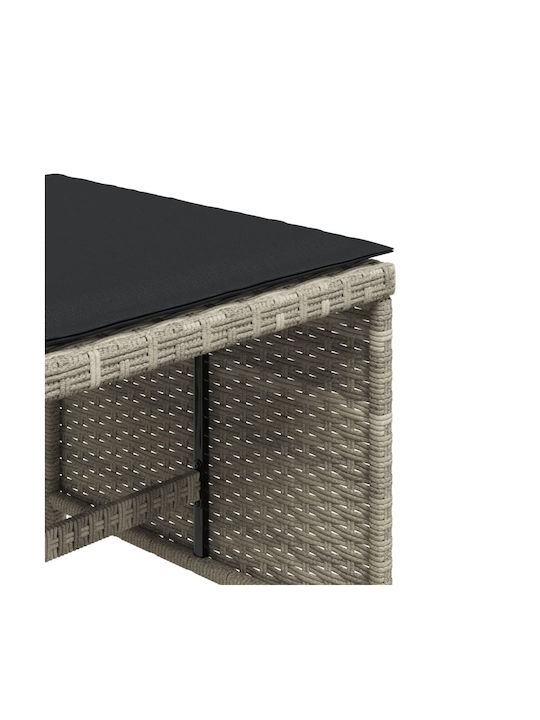 Băncuțe De Grădină Cub Pentru Exterior Rattan Cu Pernă Gri 4 Buc 40x40x35cm