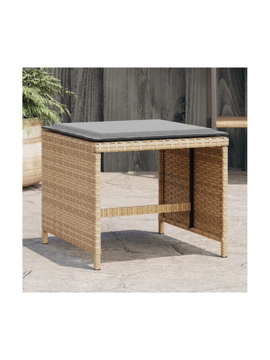 Băncuțe De Grădină Cub Pentru Exterior Rattan Cu Pernă Bej Mix 4 Buc 40x40x35cm