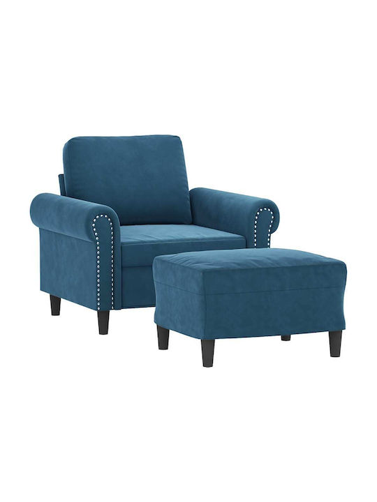 Sessel mit Fußhocker Samt Blue 92x77x80cm