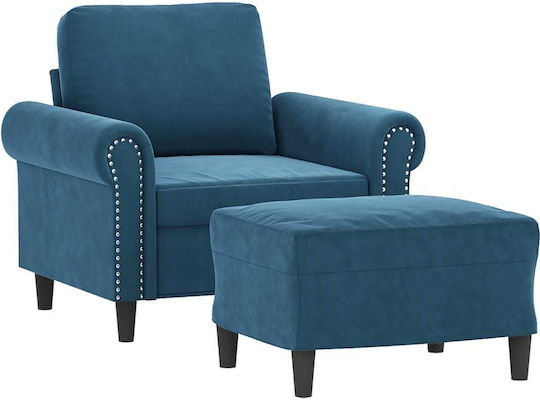 Armchair with Footstool Blue 92x77x80cm