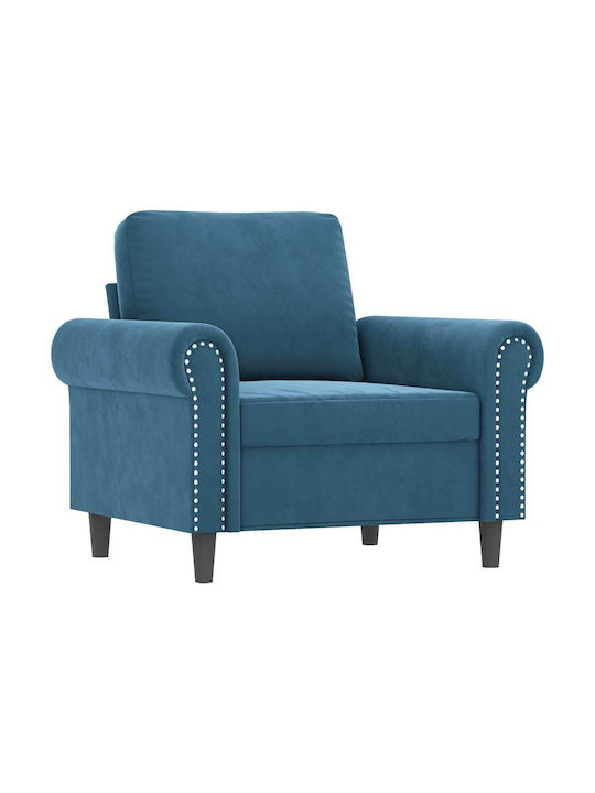 Sessel mit Fußhocker Samt Blue 92x77x80cm