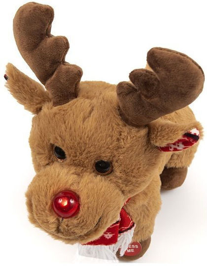Friendlies Plush Christmas Little Deer with Sound with Greek Carols and Shiny Nose for 3+ Years 30 cm